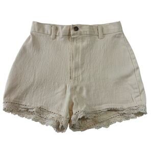 Vintage Denim Republic High Waisted Jean Shorts Sz 7/8, Made in USA, Crochet